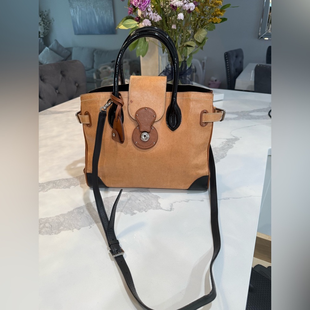 RARE Ralph Lauren Collection Soft Ricky 33 Beige Suede Handbag